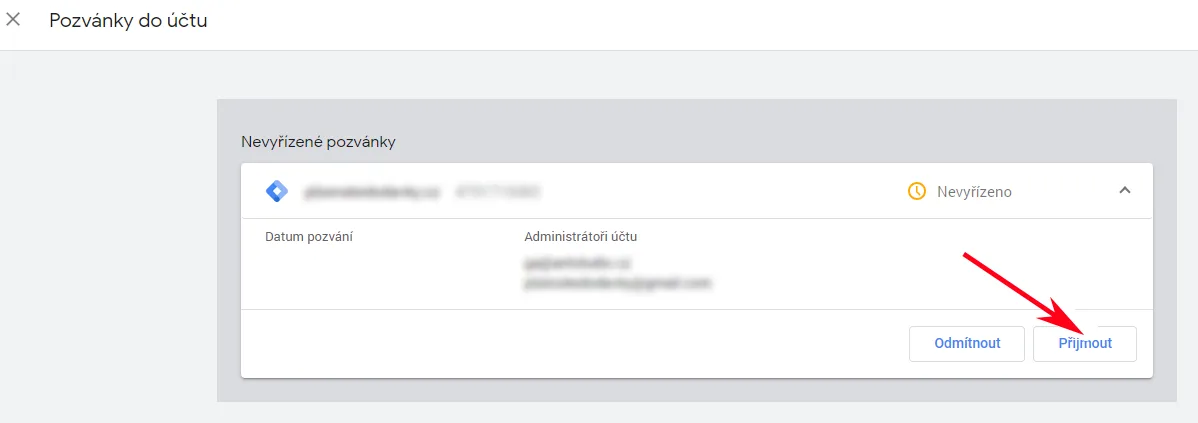 Potvrzení pozvánky v Google Tag Manager | Jak nasdílet přístup k Google Tag Manager