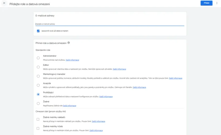 ga pridani 4 | Jak nasdílet přístupy do Google Analytics