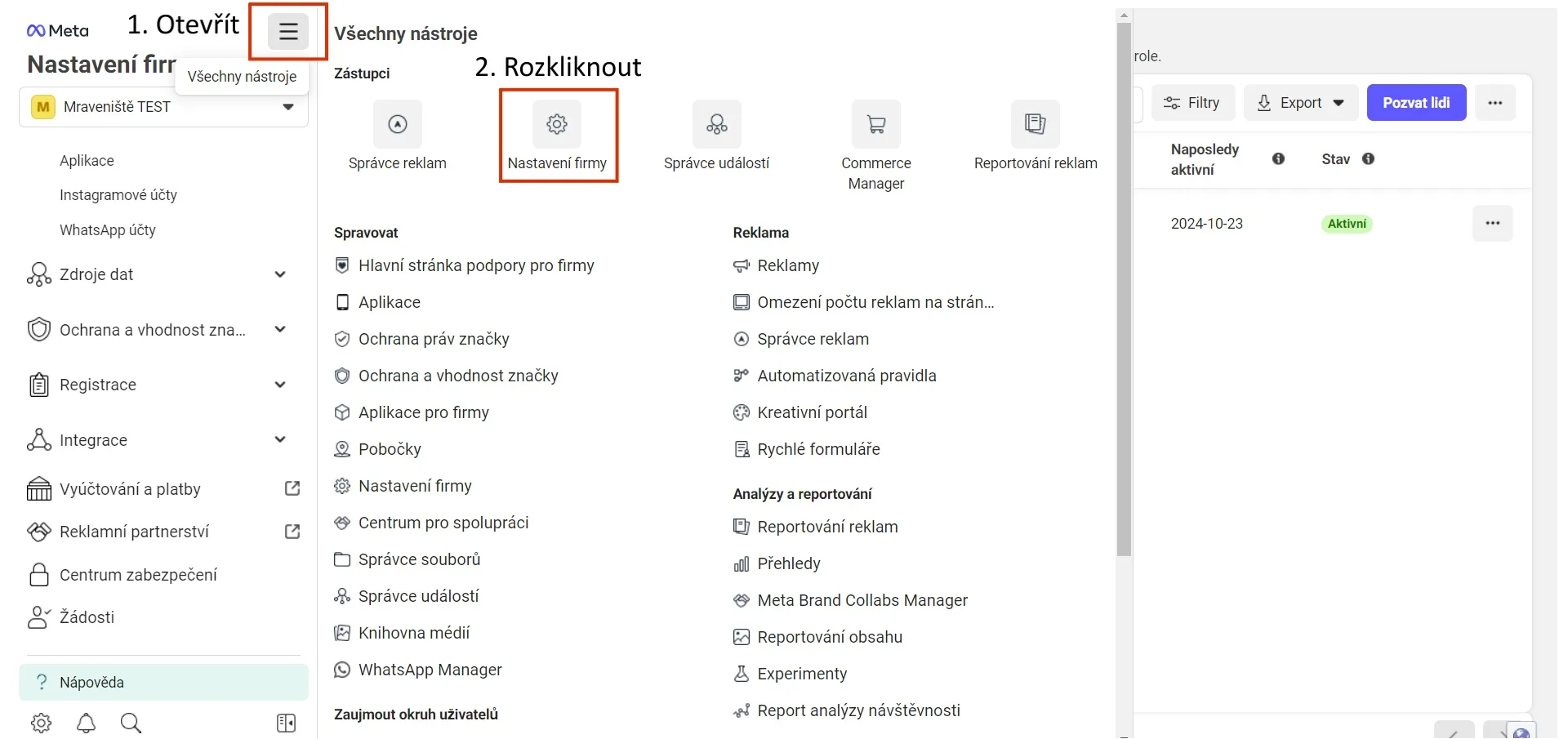 Nastavení firmy v Meta Business Manageru | Meta Business Manager – založení a nasdílení přístupů