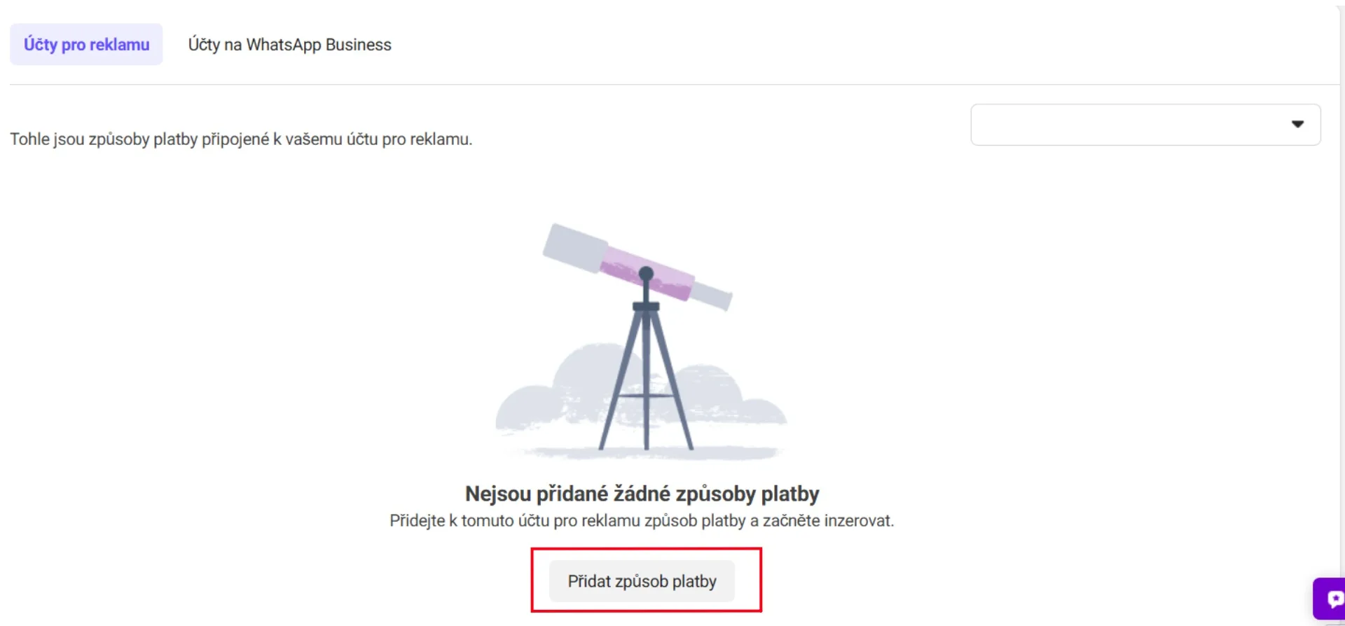Přidání způsobu platby | Meta Business Manager – založení a nasdílení přístupů