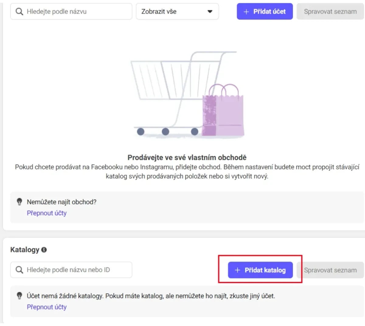 Vytvoření katalogu v Commerce Manageru | Meta Business Manager – založení a nasdílení přístupů